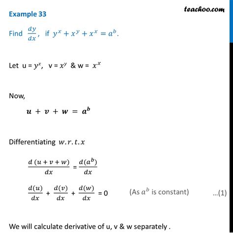 example 33 find dy dx if yx xy xx ab class 12