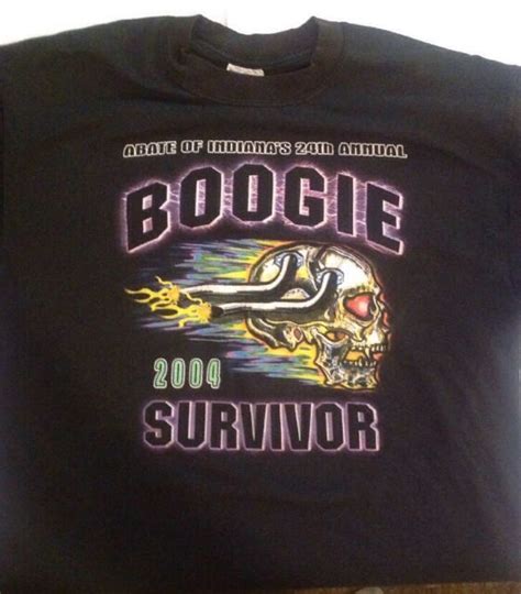 2004 Boogie Abate Of Indiana 2 Sided T Shirt L Black Biker Skull Ebay