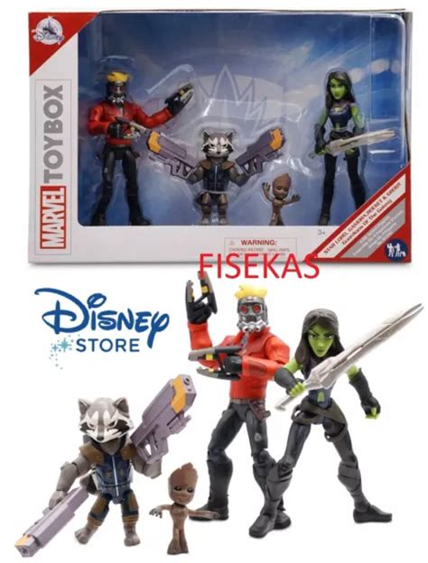 Disney Store Marvel Starlord Gamora Rocket Groot Action Figures Toybox