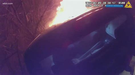 KPD Body Camera Shows Rescue Effort After Car Crashes Catches Fire