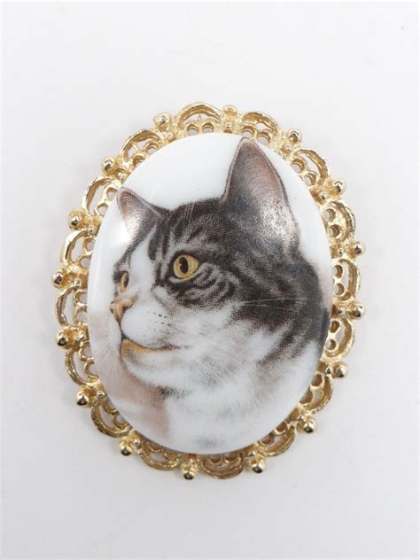 Vintage Cat Pin Brooch Etsy Vintage Cat Cat Pin Brooch
