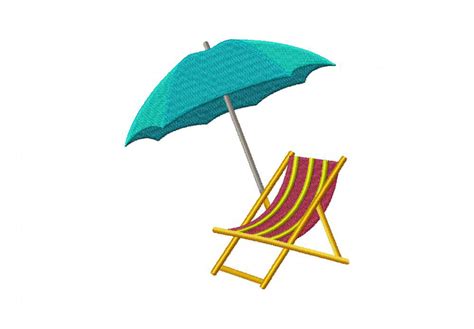 Beach Chair And Umbrella Machine Embroidery Design Daily