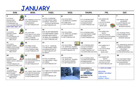 Monthly Activity Calendar Gratis