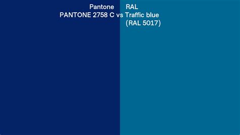 Pantone 2758 C Vs Ral Traffic Blue Ral 5017 Side By Side Comparison