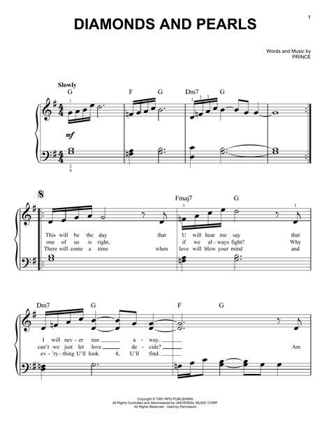 Diamonds And Pearls Sheet Music Prince Easy Piano