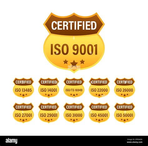 Set Of Iso Certification Stamp And Labels Iso Certified Badge