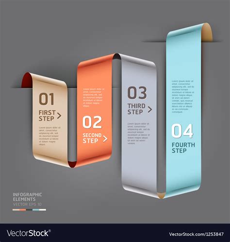 Abstract Ribbon Style Infographics Template Vector Image