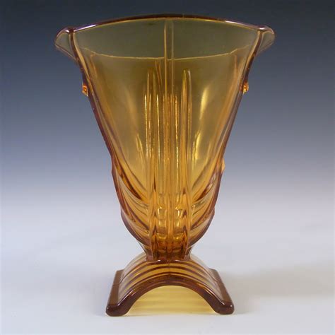 stölzle vintage 1930 s czech art deco amber glass vase [ws11951] £28 50