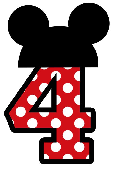 Mickey Vermelho Png Numbers Clipart Mickey Mouse Numero 1 Minnie