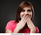 Surprised And Amused Young Woman Bursting In Laugh Stock Photo ...