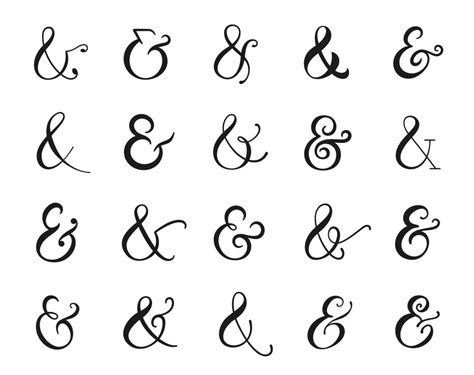 Set Of Elegant Ampersand Symbols And Sign Collection Custom Hand