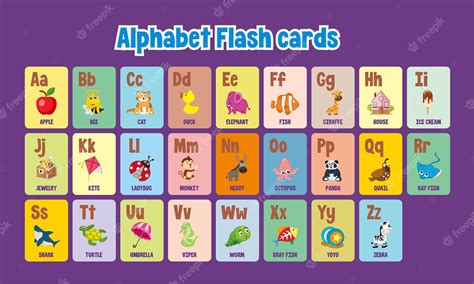 Premium Vector A Colorful Alphabet Flash Cards From Letter A To Z