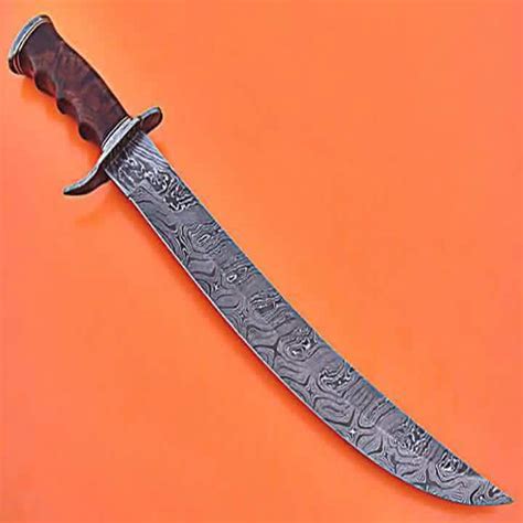 Custom Handmade Damascus Steel Sword With Wood Handle Red Knives