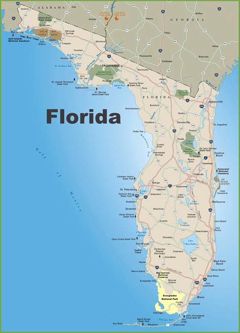 Mapa De La Florida Con Sus Ciudades United States Map States District