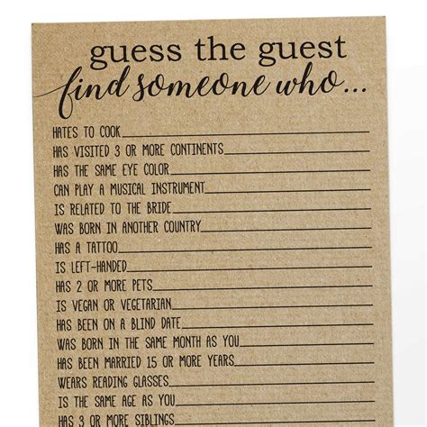 Guess The Guest Bridal Shower Game Find Someone Who Bridal Etsy Canada