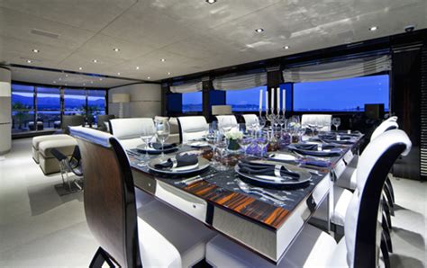 Luxury Charter Yacht Manifiq Formal Dining Interior By Luca Dini Design