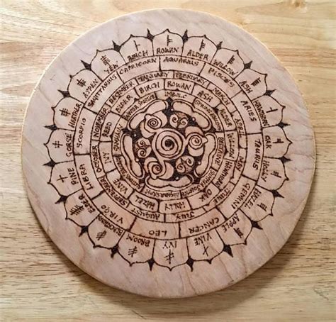 Celtic Calendar Pagan Wiccan Ogham Year Wheel Wooden Etsy Celtic Calendar Ogham Wicca Wand
