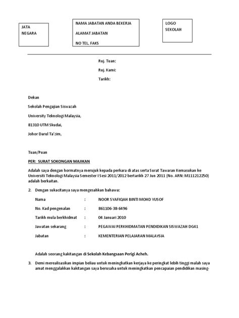 Di sini, kamu bisa mempelajari berbagai contoh surat pengalaman kerja yang bisa kamu gunakan untuk keperluan melamar kerja atau untuk keperluan lainnya. Contoh Surat Sokongan Majikan Pertukaran - Contoh Surat