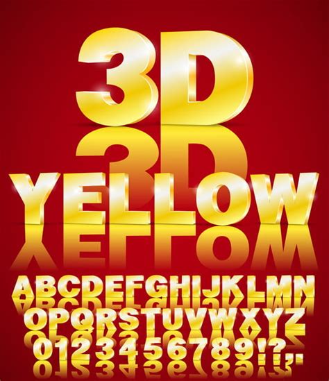 3d Yellow Gradient Alphabet With Number Vector Material Eps Uidownload