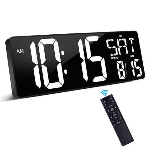 Xrexs Large Digital Wall Clock With Remote Control 165 Inch White Led