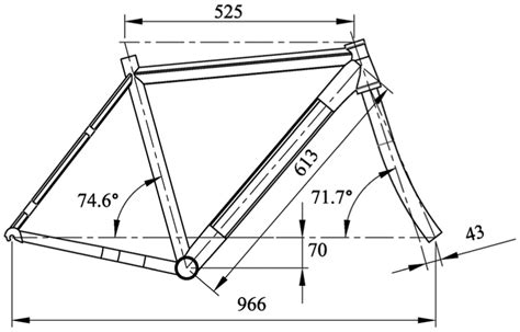 Basic Dimensions Of On Road Bicycle Frame Model Download Scientific