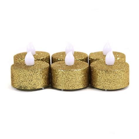 24 Gold Glitter Tealights Glitter Candles Flameless Tea Lights