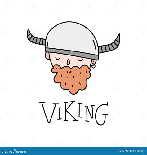 Cute Viking Cartoon Character Scandinavian Style Vector Illustration