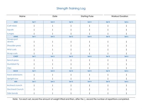 Weight Training Logs Templates Body Build Works
