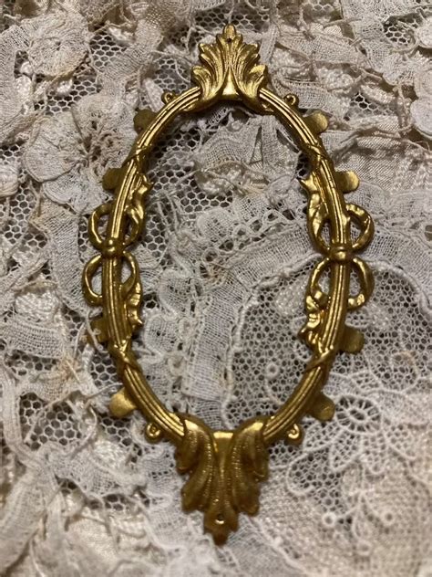 Victorian Antique Ornate Brass Oval Frame Embellishments Etsy Vintage