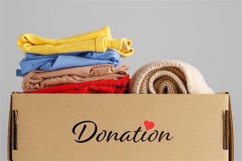 Box Of Clothes For Donations Clothing Donation Concept Stock Photo