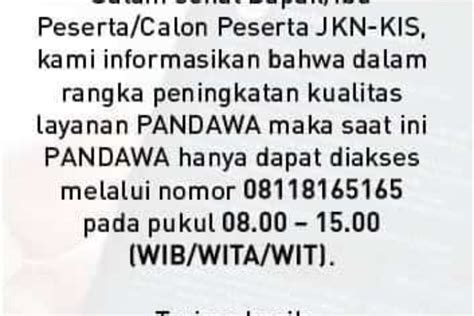 Nomor Whatsapp Admin Pandawa Bpjs Kesehatan Untuk Seluruh Wilayah