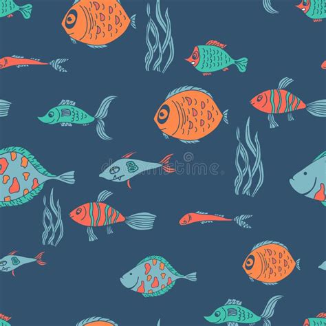 Colorful Blue And Violet Oceanic Sea Seamless Pattern With Cute Whale