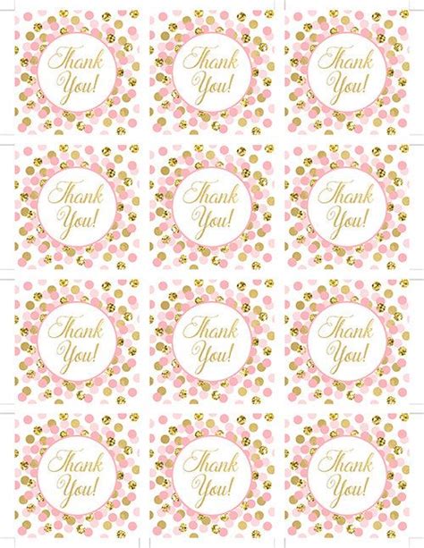 These baby shower favor tags make any baby shower just a little sweeter! Pink and Gold Thank You Tags Printable Girl Birthday Party ...