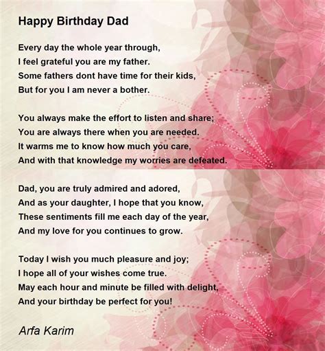 Happy Birthday Dad Poem by Arfa Karim - Poem Hunter