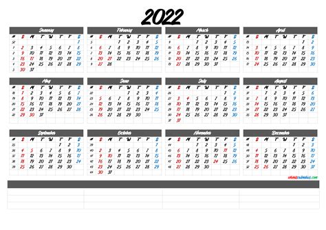 Free Printable 2022 Calendar By Month 6 Templates