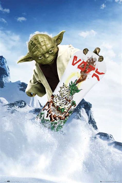 Star Wars Yoda Snowboarding Poster 61x915