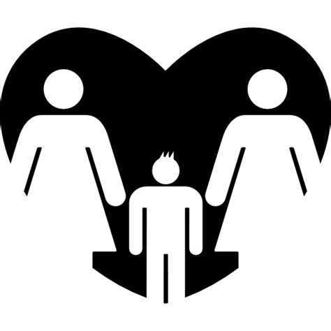 casal de lésbicas com o filho em um coração Ícone gratis