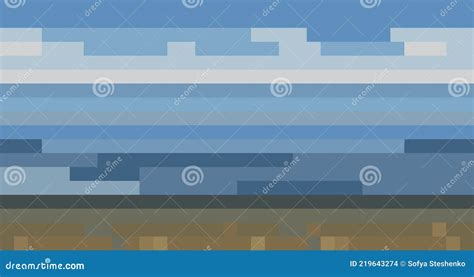Pixel Art Beach Landscape Abstract Wallpaper Of Sky And Sea Stock