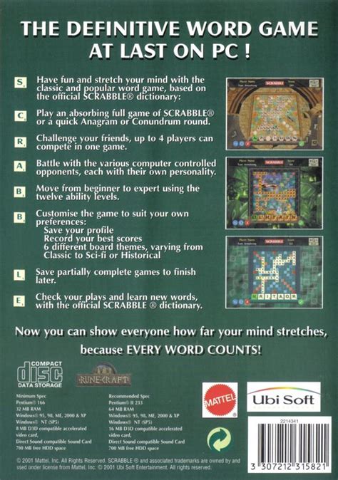 Scrabble 2001 Windows Box Cover Art Mobygames