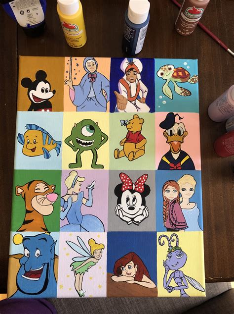 Disney Cartoon Cute Mini Canvas Painting Ideas Img Abbey