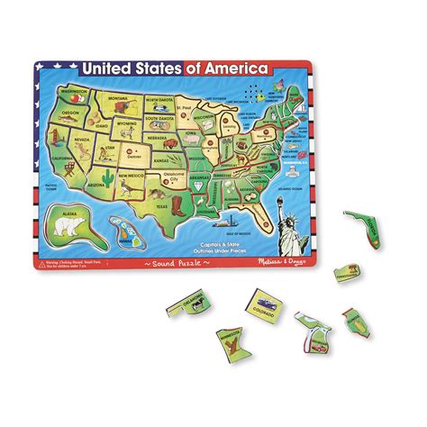 Melissa And Doug Usa Map Sound Puzzle Wooden Puzzle With Sound Effects