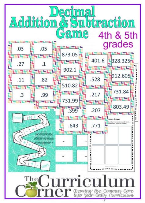 Adding And Subtracting Decimals Game The Curriculum Corner 4 5 6