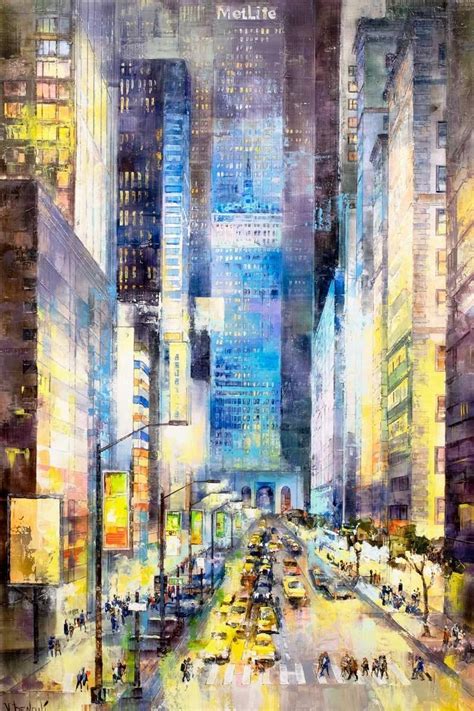 New York By Night Original Sold New York Painting Cityscape Art
