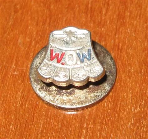 Vintage Wow Button Red White Blue Woodmen Of The World Membership Lapel