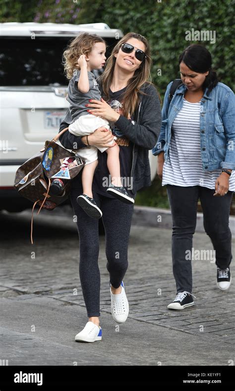 Jessica Biel Out And About With Her Son Silas Randall Timberlake Stock Photo Alamy