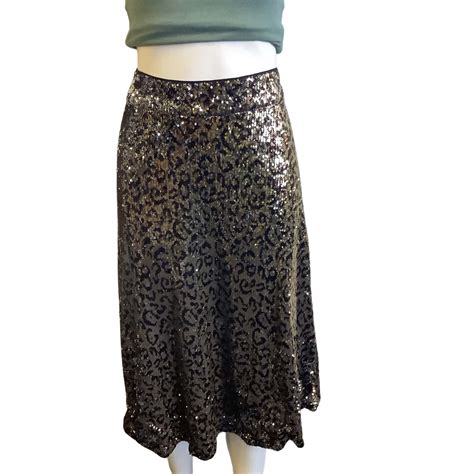 BNWT M&S Women's Size 16 Sequined Midi Skirt Animal print (s)
