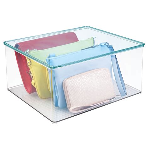Mdesign Plastic Stackable Closet Organizer Bin Box With Lid Large