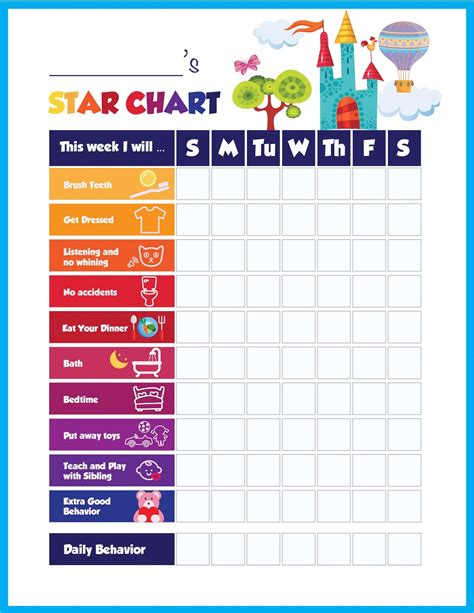 Star Reward Chart Behavior Full Pages K5 Worksheets