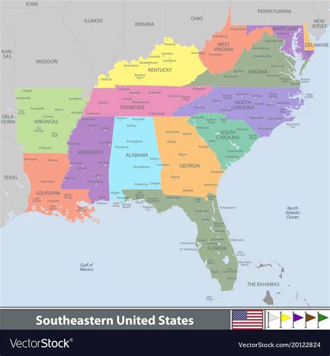 Vector Set Of Southeastern United States With Neighboring States