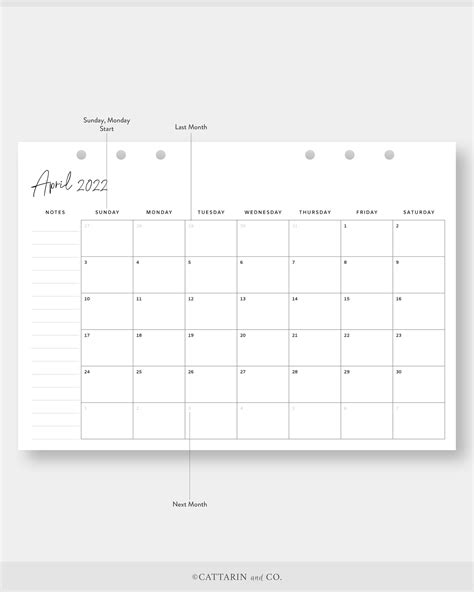 A5 2022 Planificador Mensual Calendario Imprimible Mes Con Etsy